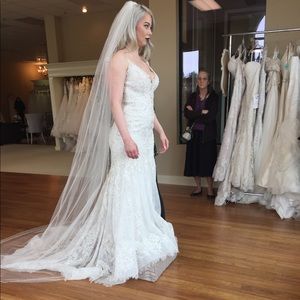 Couture wedding dress with matching veil